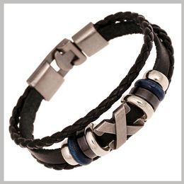 Fashionable Woven Genuine Leather Wrap Bracelets Men Black Cowhide Braided Bracelets Bangles Jewellery Pulseira De Couro Masculina SL092