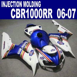 Injection Moulding freeship motorcycle fairing kit for HONDA 2006 2007 CBR1000RR 06 07 CBR 1000 RR white blue fairings set VV57