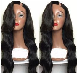 Fala ciała Środkowa lewą prawą peruki włosy dziewiczych dla czarnych kobiet naturalny kolor 8-24 cali