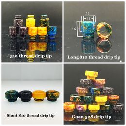 4Styles Epoxy Resin Colorful Wide Bore Drip Tips 510 810 Thread Long Short Mouthpiece for TFV8 Baby Prince Kennedy Goon 528 Atomizer Tank