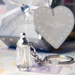 FREE SHIPPING 50PCS Crystal Baby Bottle Keychain Baby Shower Great Party Favors Ideas Birthday Party Supplies Party Decoration