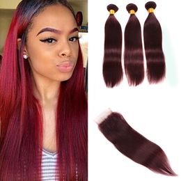 Malaysian Burgundy Human Virgin Hair Weave with Lace Closure 4x4 Straight /99J Dark Root Wine Red Hair Lace Closure with 3Bundles Malaysian Burgundy Human Virgin Hair Weave with Lace Closure 4x4 Straight /99J Dark Root Wine Red Hair Lace Closure with 3Bundles