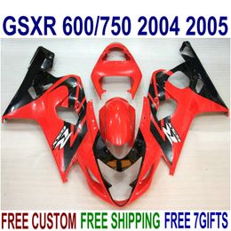 7 gifts fairing kit for SUZUKI GSXR600 GSXR750 2004 2005 K4 GSXR 600 750 red black fairings set 04 05 FG13