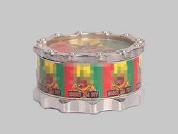 3 Layer 55mm Sticker Drum Plate Creative TOBACCO GRINDER Diamond Zinc Alloy Tooth Broken Smoke Detector