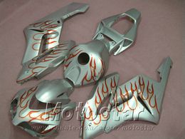 Injection mold Motorcycle fairing kit for HONDA 2004 2005 CBR 1000R red flames in silver aftermarket CBR1000RR 04 05 fairings set XB16