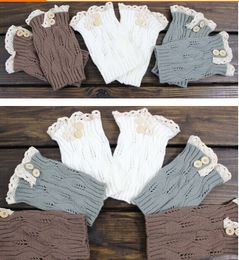 2015 Lace button Boot Cuffs knit boot topper lace trim faux legwarmers - lace cuff - shark tank leg warmers 9 Colours #3739