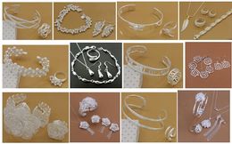 Free Shipping with tracking number Best Most Hot sell Women's Delicate Gift Jewelry 925 Silver Plated Mix Jewelry Set 12 Set 1044