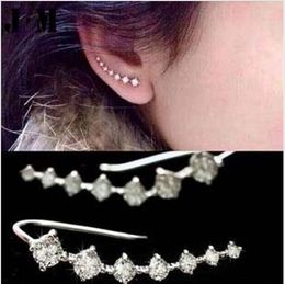 Free Ship HOT Punk Rock Rhinestone ear cuff wrap earring Silver piercing ear cartilage