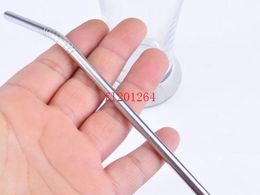 Free shipping 500pcs/lot 8.5" Bend Stainless Steel Straw Steel Drinking Straws With Thread Size 215x6x0.5mm