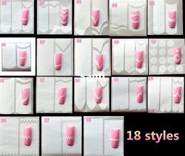 18 Styles Nail Art Tips Nail Sticker Nail Art Form Fringe Guides Sticker DIY French Manicure XB1