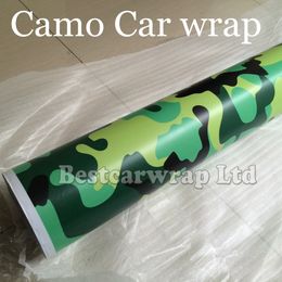 Matte / Glossy Snow Camo vinyl Car Wrapping film green yellow black camouflage sticker vehicle wrap film foil 1.52x 30m