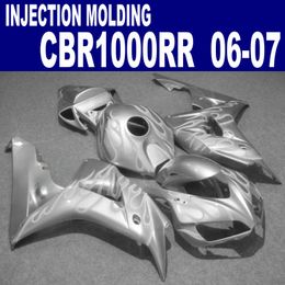 plastic molding kits UK - Free shipping fairing kit for HONDA Injection molding CBR1000RR 06 07 CBR1000 RR 2006 2007 silver plastic fairings set VV79