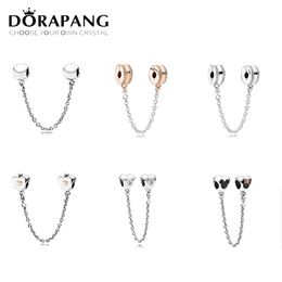 DORAPANG 100% 925 Sterling silver Love Clear CZ Security Chain Charm bead Collocation Bracelet DIY bangle factory wholesale