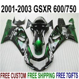 Customize motorcycle parts for SUZUKI GSXR600 GSXR750 2001 2002 2003 K1 green black Corona fairing kit GSXR 600 750 01-03 fairings RA88