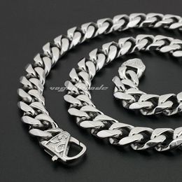 For Husband / Father Gifts 13mm 24'' Middle Eastern Men Jewelry Stainless Steel Cuban Curb Link-chain Necklace Silver Tone Heavy wholesale