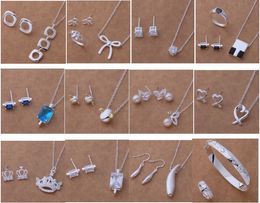 Free Shipping with tracking number New Fashion women's charming Jewellery 925 silver 12 mix Jewellery set 1451