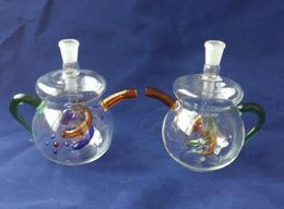 Wholesale free shipping-----2015 newTeapot style stained glass hookah / glass bong, gift accessories (pot, walk the plank, straw)