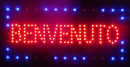 2015 Super brightly Customised led BENVENUTO signs neon eye-catching slogans indoor size 19cm*10cm Free shipping