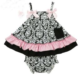 Summer Baby Set Girls Flower Ruffles Tank Tops PP Shorts 2pcs Outfits Kids Toddler Baby Sets Cotton Sport Infant Clothing 10599