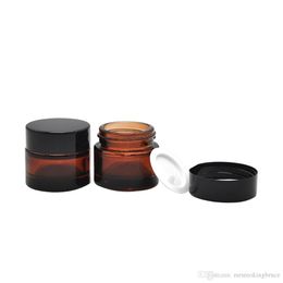 Mini brown amber glass cream jar with black lid cosmetic jar packing Sample Vial Small Perfume Bottle Travel