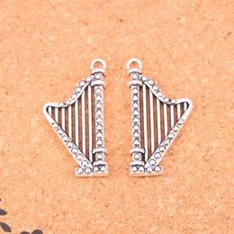 20pcs Antique Silver Plated harp Charms Pendants for European Bracelet Jewelry Making DIY Handmade 40*21mm