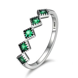 -Hohe Qualität 925 Sterling Silber Stapelbare Quadratische grüne CZ Fingerringe Für Frauen Hochzeit Engagement Schmuck Geschenk SCRU097