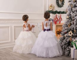 Sash Tulle Ball Gown Ivory Baby Girl Birthday Party Christmas Dresses Children Girl Party Dresses Flower Girl Dresses