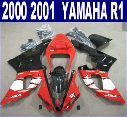 High quality ABS fairings set for YAMAHA 2000 2001 YZF R1 red white black motorcycle fairing kit YZF1000 00 01 BR38
