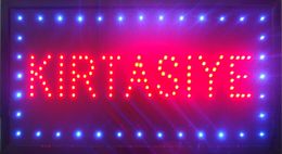 LED Neon Sign KIRTASIYE Animated neon eye-catching slogans billboard size 19'' x 10" semi-outdoor