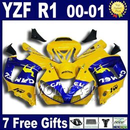 -Kit corpo amarelo CAMEL para YAMAHA 2000 2001 YZF R1 conjuntos de carenagem yzf1000 00 01 yzfr1 carenagem conjunto de carroçaria U7W + 7 presentes