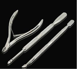 160sets 3pcs in 1 set Nail Art Manicure Tool Set Cuticle Spoon Pusher Nipper Clipper Cutter Remover