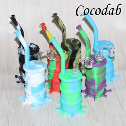 Hot selling Hookahs silicon water pipe with 4mm 14mm male quartz nails and glass downstem dab rigs silicone smoking pipes