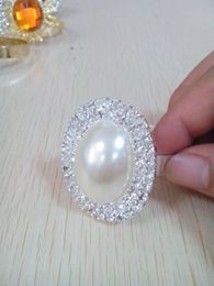 Ivory Pearl With Two Layers Rhinestone Table Napkin Ring For Wedding Banquet Party Hotel Home Decoration Use