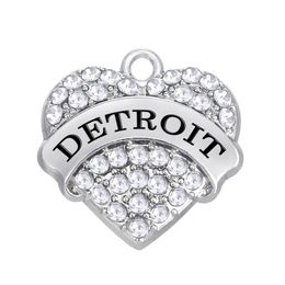Free shipping New Fashion Easy to diy 3pcs a lot Detroit heart charms American city Jewellery making fit for necklace or bracelet