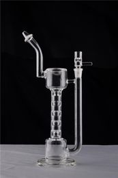 Transparent green dark-green hookah Thin Neck Straight Dual Bubble Glass Water Pipe Recycler Oil Rigs Bong Smoking Pipes Hookahs 2 Function