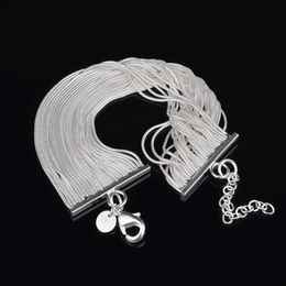 Free Shipping with tracking number Top Sale 925 Silver Bracelet Snake bone row chains Bracelet Silver Jewellery 10Pcs/lot cheap 1596