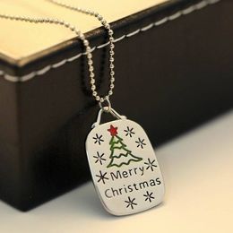 Slide Pendant Necklace Merry Christmas & The Christmas Tree Fashion Europe & America Style Creative Personality Necklace Clothing Decoration