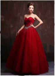 2017 Princess Sweetheart Red Crystal Ball Gown Quinceanera Dress with Beading Sequined Plus Size Sweet 16 Dress Vestido Debutante Gowns BQ97