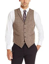 British Style Brown Woolen Farm wedding Vintage Slim Fit Brown Groom vests Wedding Vests Silver Linings All Sizes Available