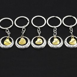 Family Menber Love Heart Pendant Keychain I love you to the moon and back keyrings Dad Mon Grandma Sister Uncle Key Rings Jewelry