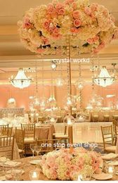 2016 newest Luxury elegant crystal flower stands tall wedding table centerpiece