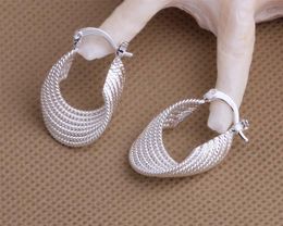Fashion (Jewelry Manufacturer) 40 pcs a lot 7 Twisted Ring earrings 925 sterling silver jewelry factory price Fashion Shine Earrings