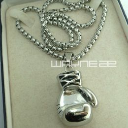 Men's White Gold GF Stainless steel boxing glove Pendant necklace N243A