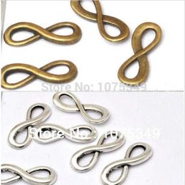 Free Ship 200PCs Antique Silver Bronze 8 Infinity Symbol Connectors Charms Finding 23x8mm