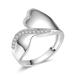 Free Shipping New 925 Sterling Silver fashion Jewellery Heart zircon ring hot sell girl gift 1490