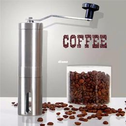 New Arrive Silver Stainless Steel Hand Manual Handmade Coffee Bean Grinder Mill Kitchen Grinding Tool 30g 4.9x18.8cm Home
