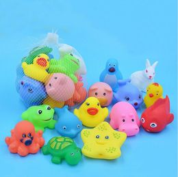 Colorful Soft Floating Rubber Duck Squeeze Sound Squeaky Bathing Toy For Baby Bath Swimming Water Toys