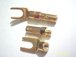 4 PCS new Speaker Banana Spade Plug Screw Type Brass Gold Plated CONNECTOR