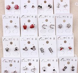 Fashion candy color set auger small stud earrings Luxury Best Sale Square Shape Zircon Earrings for women Mixed Stud Earrings Charms Ear Jew