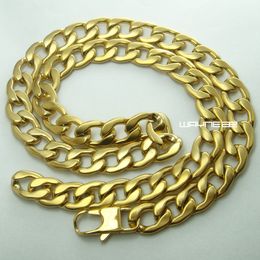 60cm, 70cm MENS Chain Gold Tone Curb Link Stainless Steel Necklace 11mm W N293